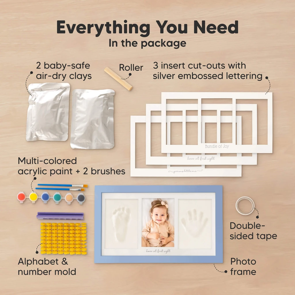 KeaBabies Baby Handprint & Footprint Keepsake Duo Frame