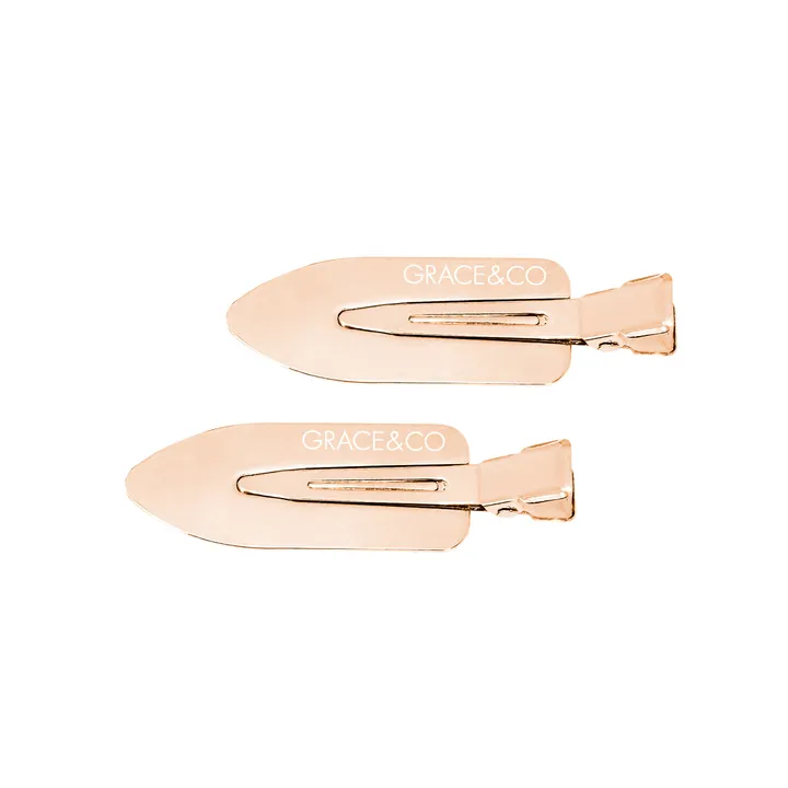 Grace & Company Metallic Creaseless Clips, No-Pull, Comfort, Non-Slip - Rose Gold
