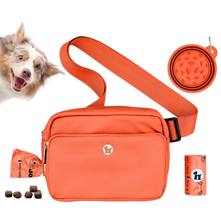 Puppington 3-in-1 Crossbody Dog Treat Pouch W/ Matching Poop Bags & Travel Bowl