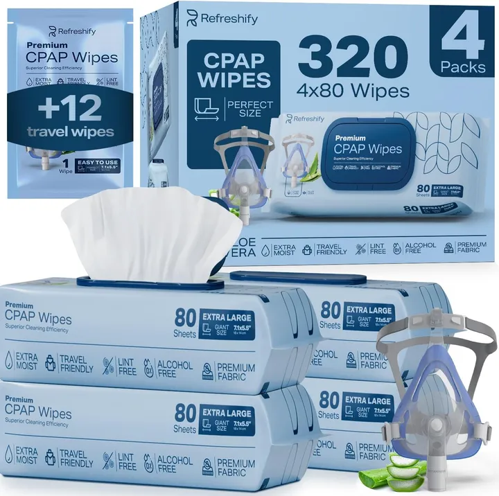 Allsett Health CPAP Mask Wipes (320 Count) + 8 Travel Wipes