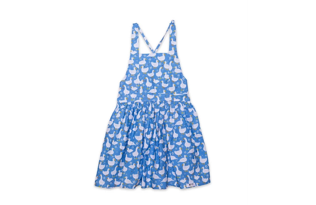 Worthy Threads 100% Cotton Tie Back Dress in Blue Ducks