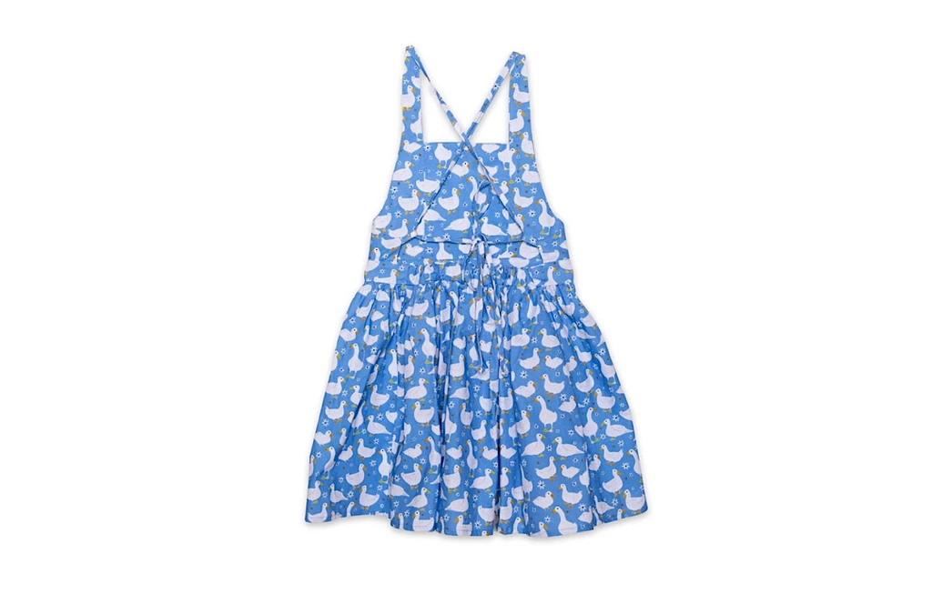 Worthy Threads 100% Cotton Tie Back Dress in Blue Ducks
