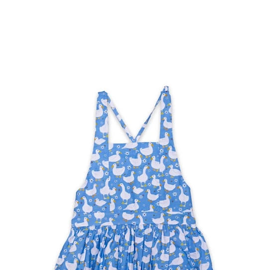 Worthy Threads 100% Cotton Tie Back Dress in Blue Ducks