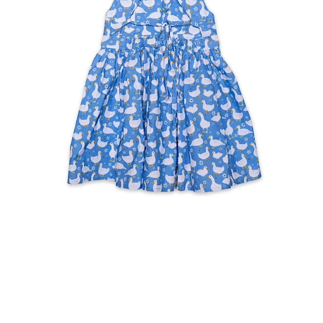 Worthy Threads 100% Cotton Tie Back Dress in Blue Ducks