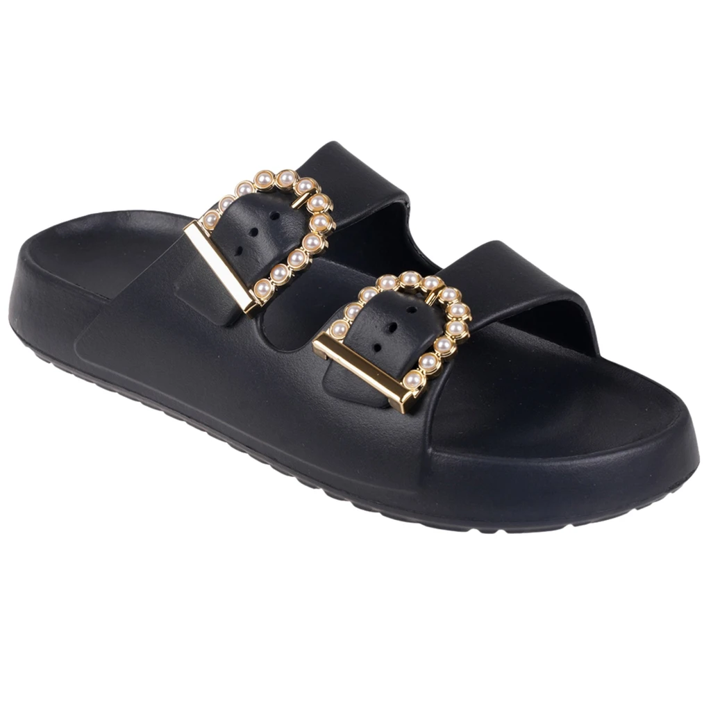 TRAKK Comfortable Double Buckle Beach Slides, Everyday Women's Slide Sandals