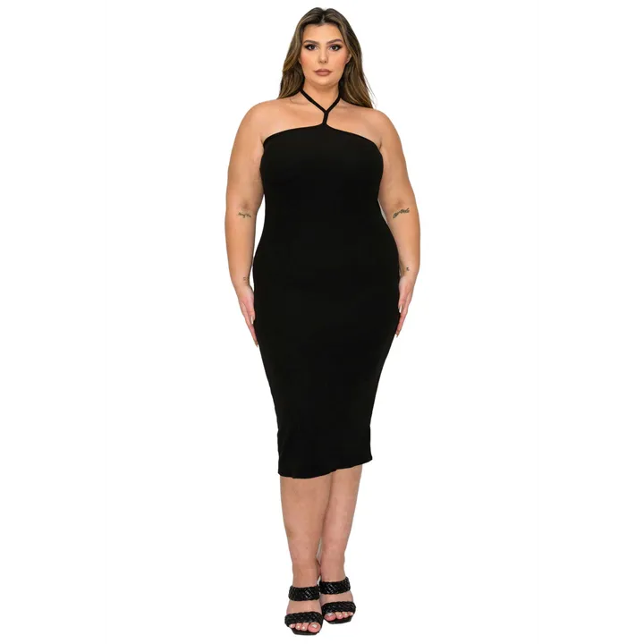 L I V D Sienna Tie Neck Rib Dress