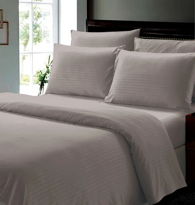 Noble House 6 Piece King Sheet Set in Charcoal Dobby Stripe