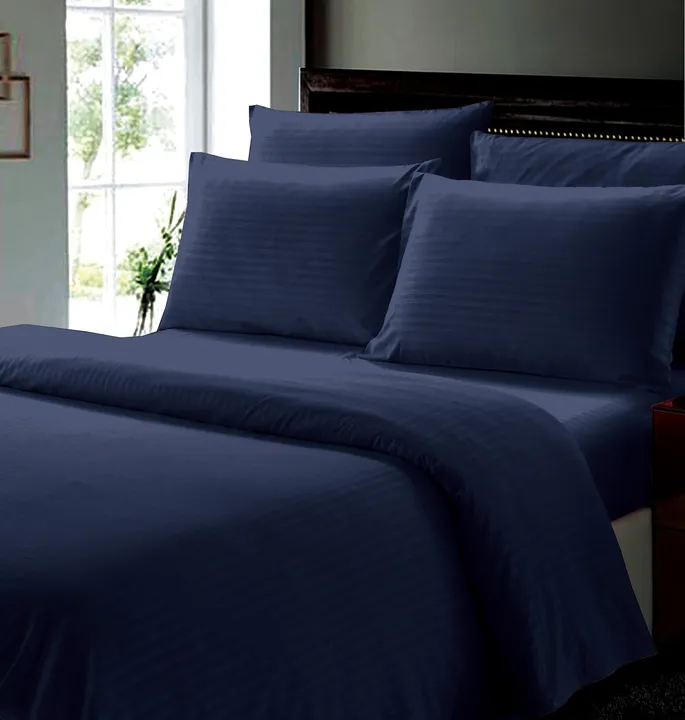 Noble House 6 Piece Queen Sheet Set in Navy Dobby Stripe