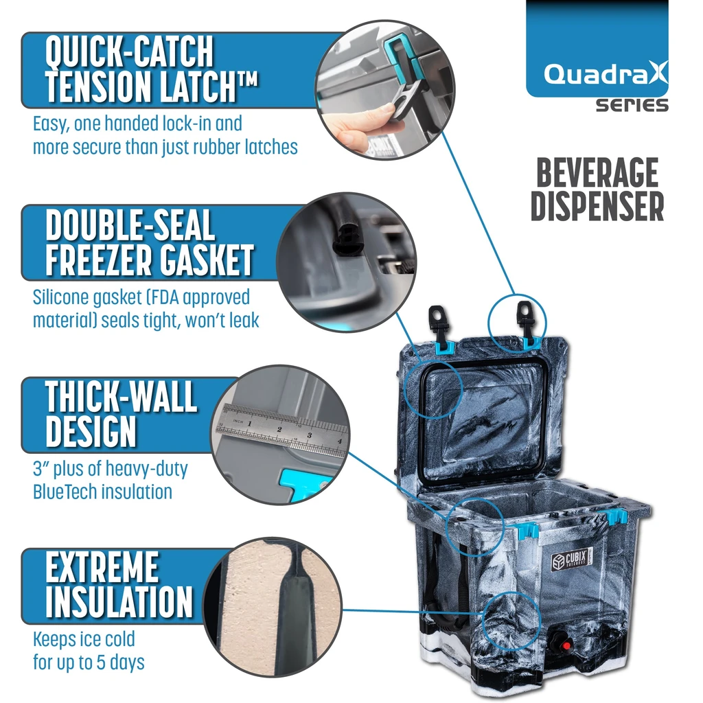 Cubix Outdoors 2-in-1 Beverage Dispenser/Cooler - QuadraX Hard Cooler