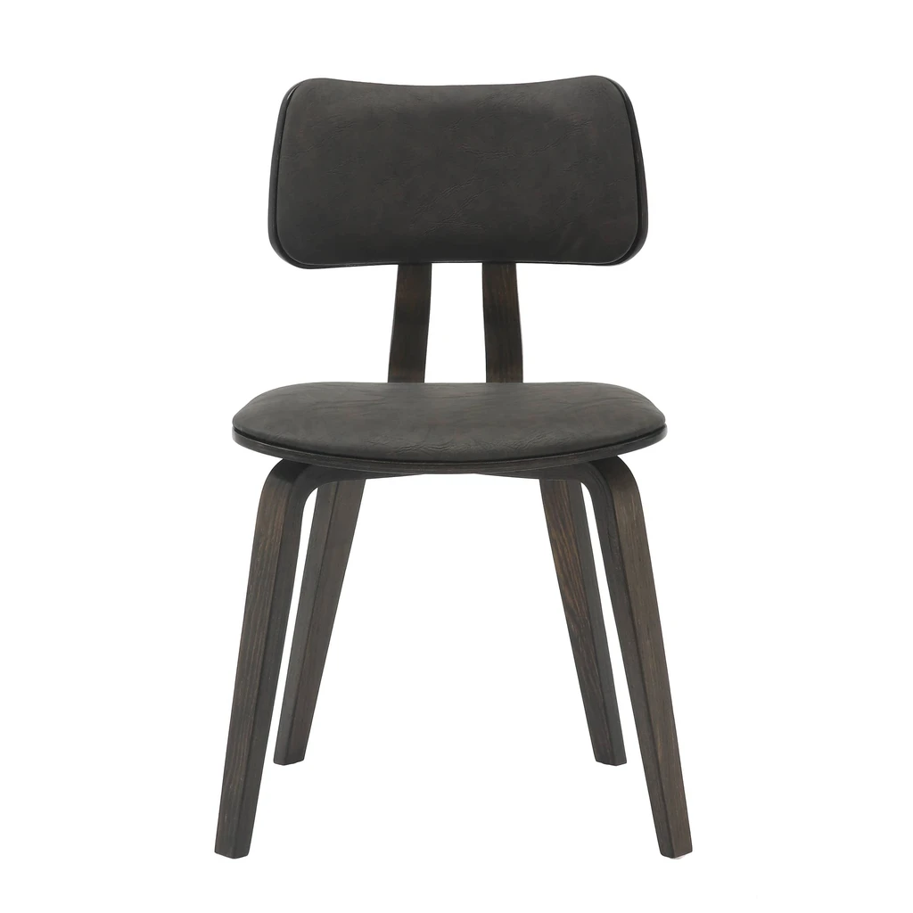 LeisureMod Fynix Dining Set With Round Wooden Table