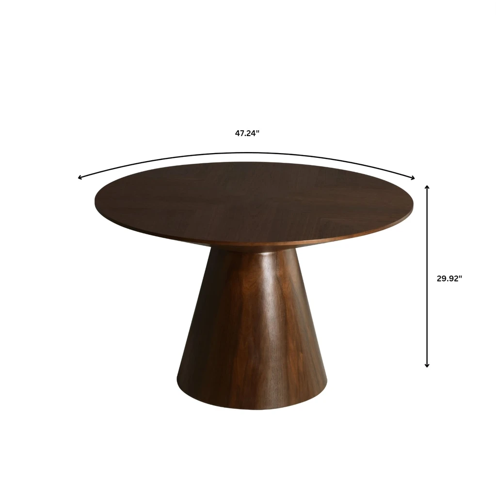 LeisureMod Fynix Dining Set With Round Wooden Table