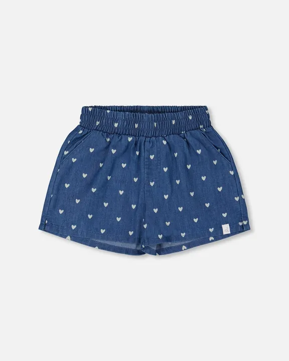 Deux par Deux Printed Chambray Short