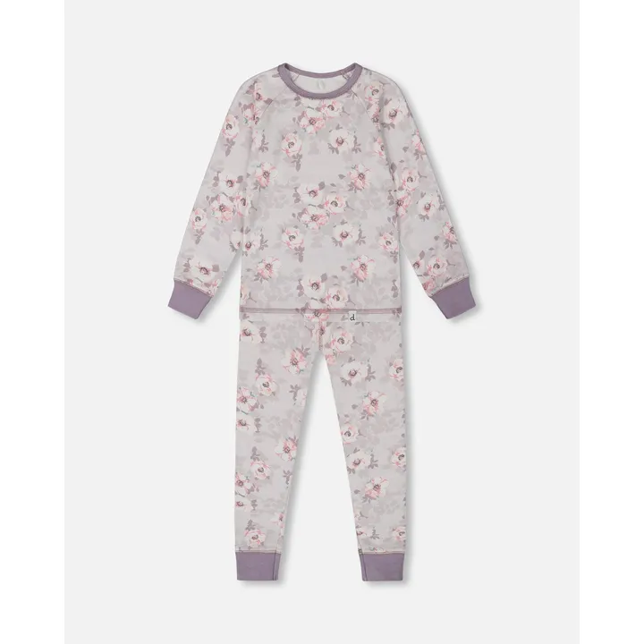 Deux par Deux Printed Organic Cotton Long Sleeve Top And Pant Pajama Set