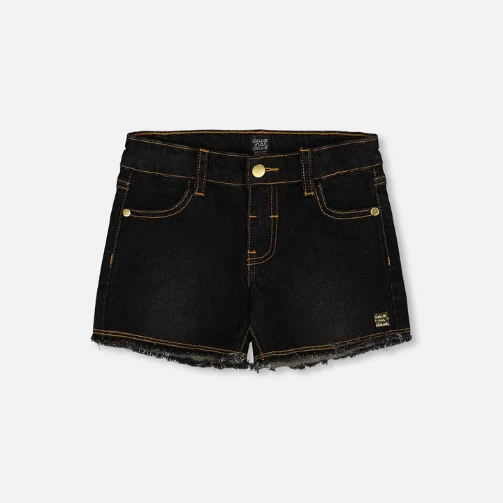 Deux par Deux Jean Short With Embroidery