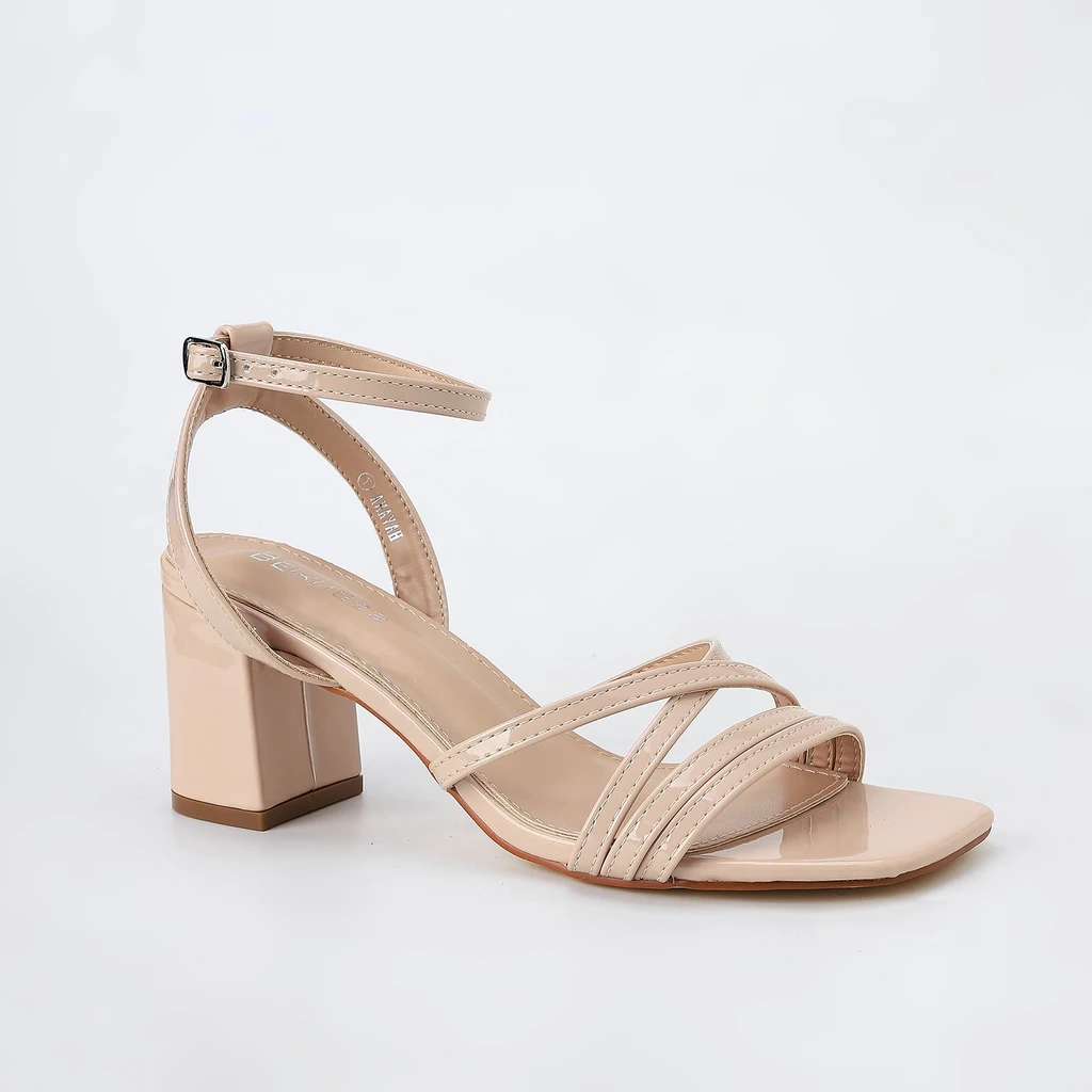 Berness Havana Glossy Strappy Block Heels