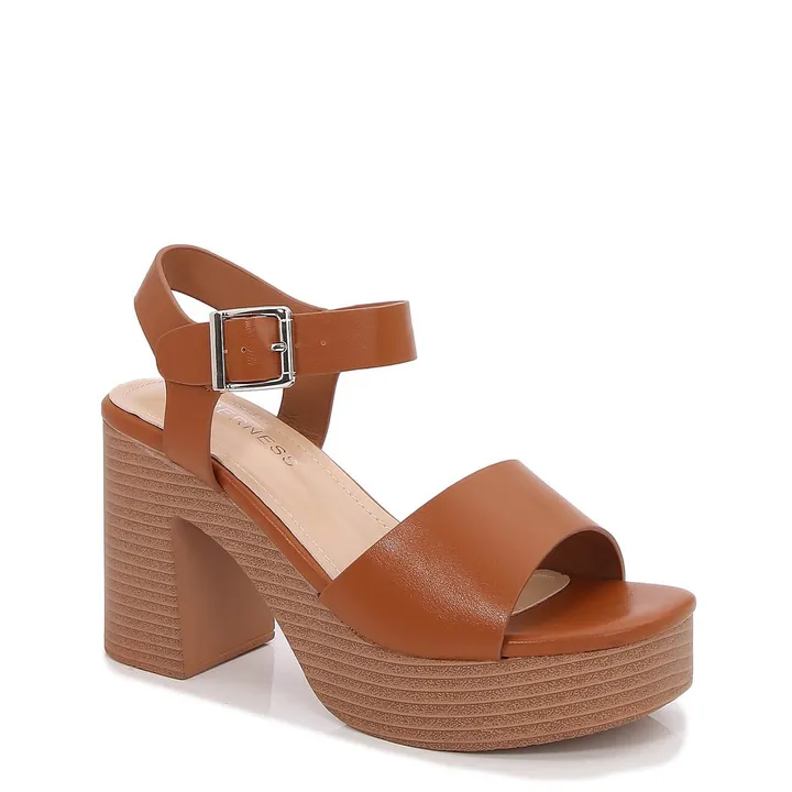 Berness Eulala Metallic Gold Platform Block Heel Sandals