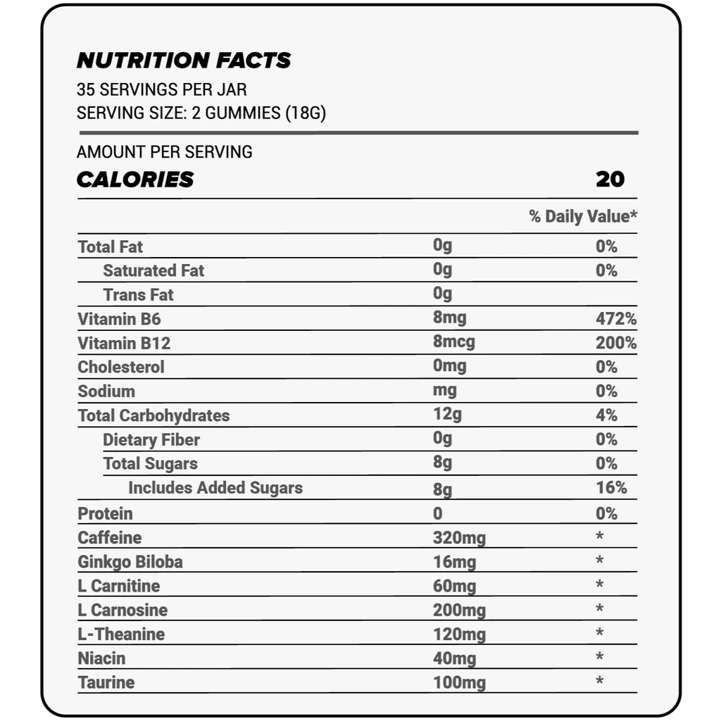 Bounce Nutrition Pre-Workout Gummies - Beast Mode - Sour Apple Rings