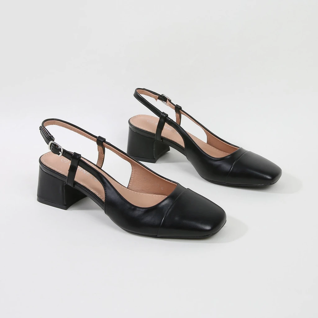 Berness Bethany Classic Leather Slingback Block Heels