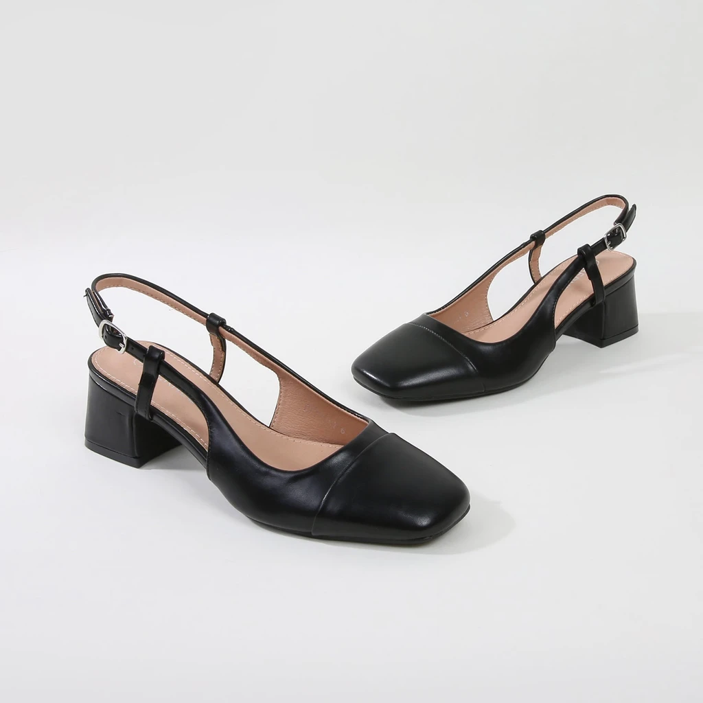 Berness Bethany Classic Leather Slingback Block Heels