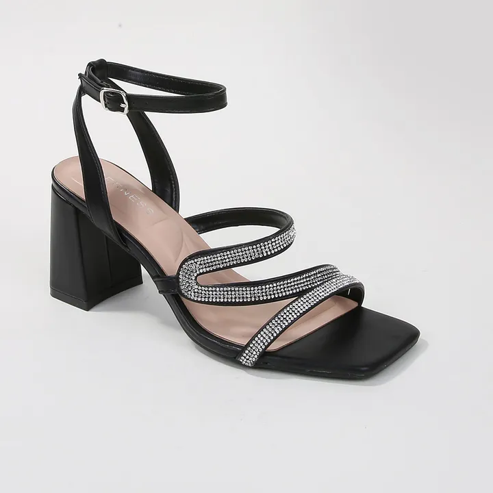 Berness Lilia Rhinestone Ankle Strap Block Heels