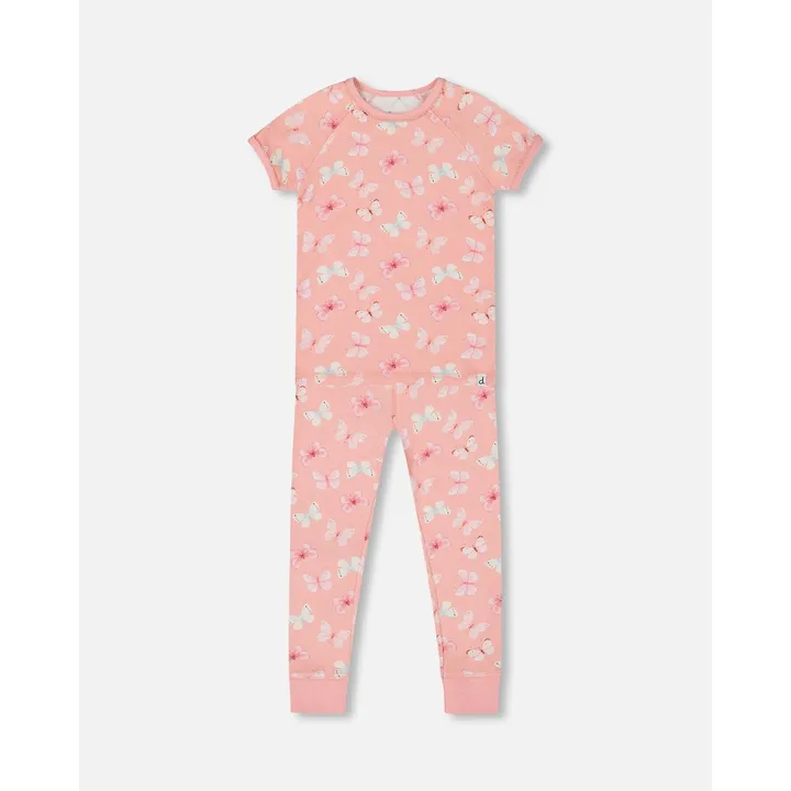 Deux par Deux Organic Cotton Short Sleeve Top And Pant Pajama Set