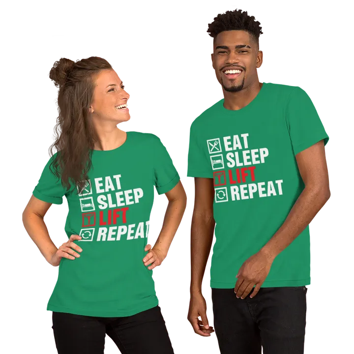 Salutaris Health and Fitness Eat Sleep Lift Repeat Unisex T-Shirt
