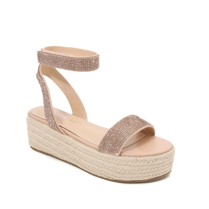 Berness Thea Rhinestone Embellished Platform Espadrille Sandals