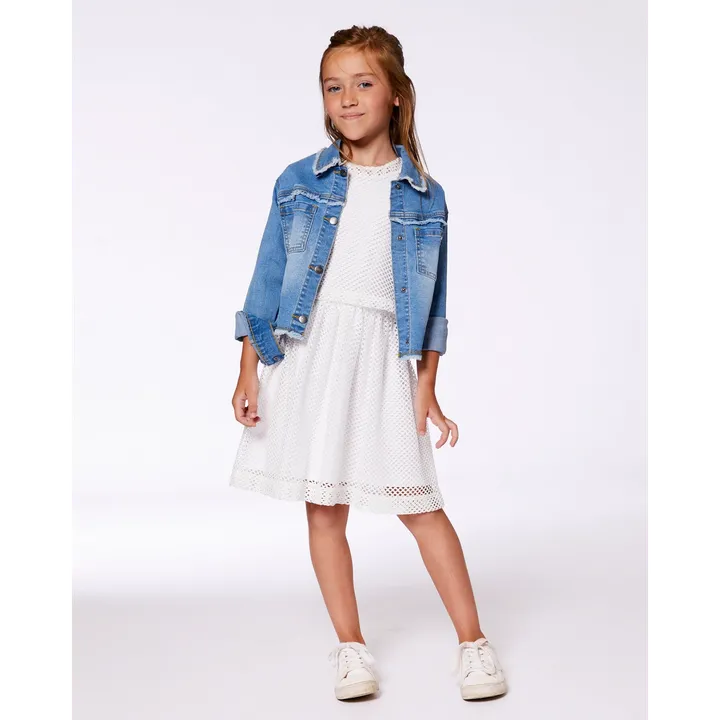 Deux par Deux Frayed Denim Jacket With Embroidery
