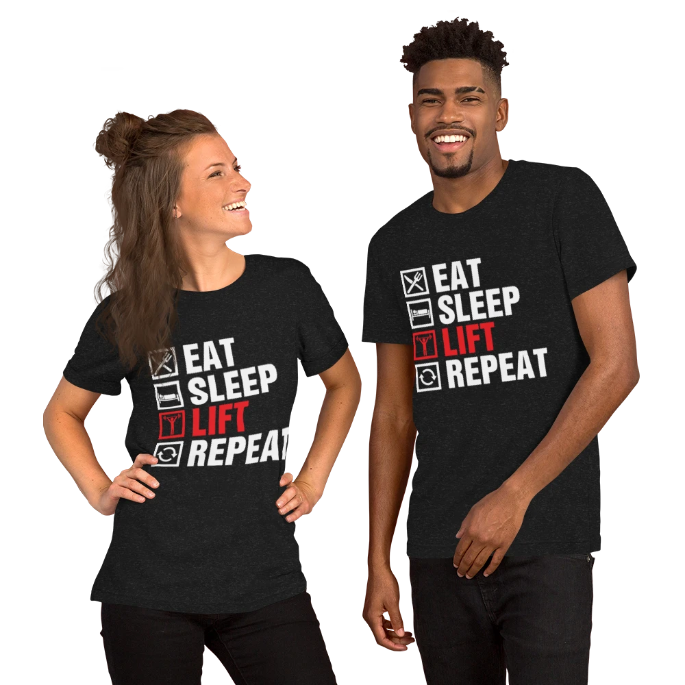 Salutaris Health and Fitness Eat Sleep Lift Repeat Unisex T-Shirt