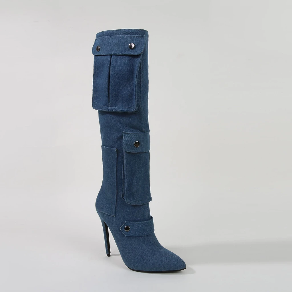 Berness Mildred Heeled Pocket Detail Knee High Boots