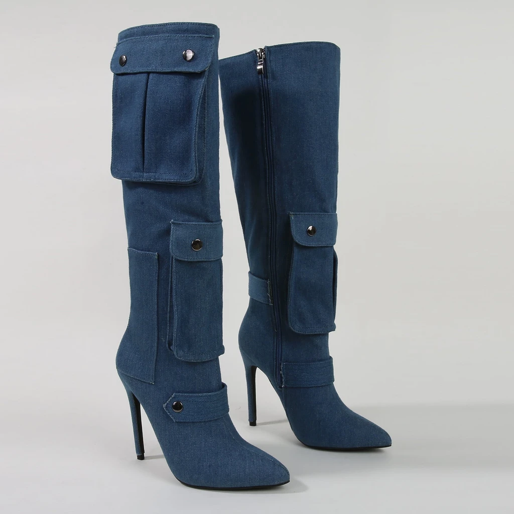 Berness Mildred Heeled Pocket Detail Knee High Boots