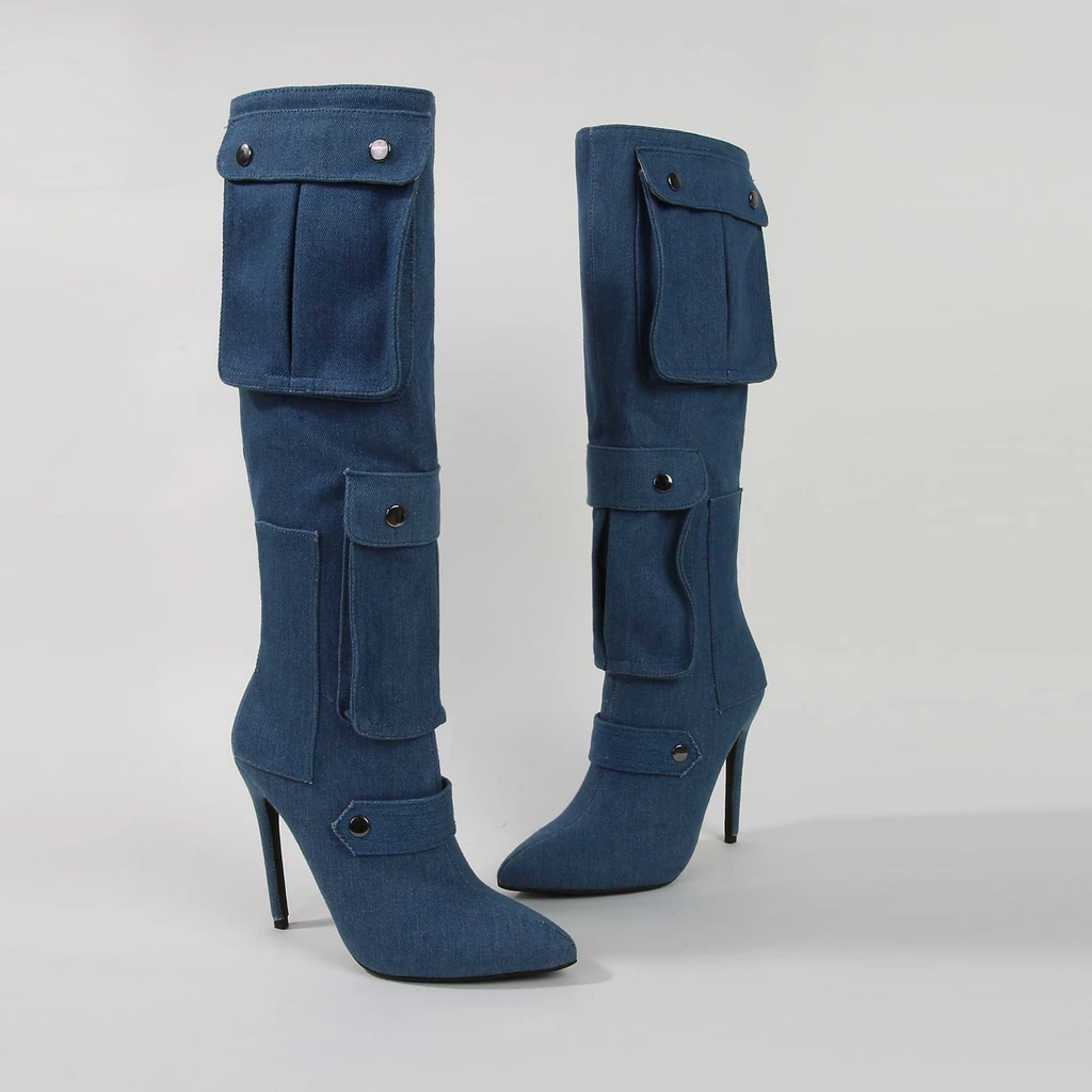 Berness Mildred Heeled Pocket Detail Knee High Boots