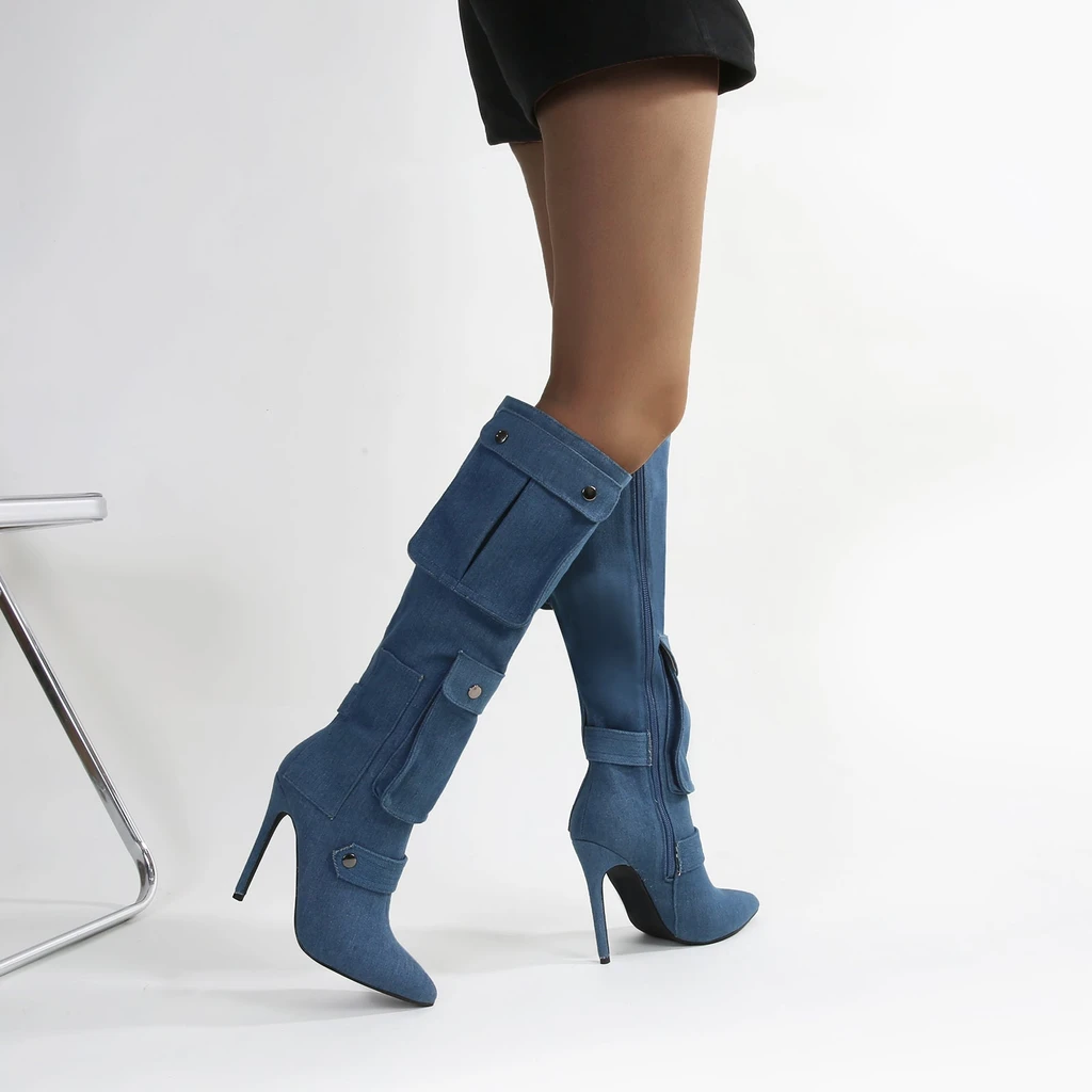 Berness Mildred Heeled Pocket Detail Knee High Boots