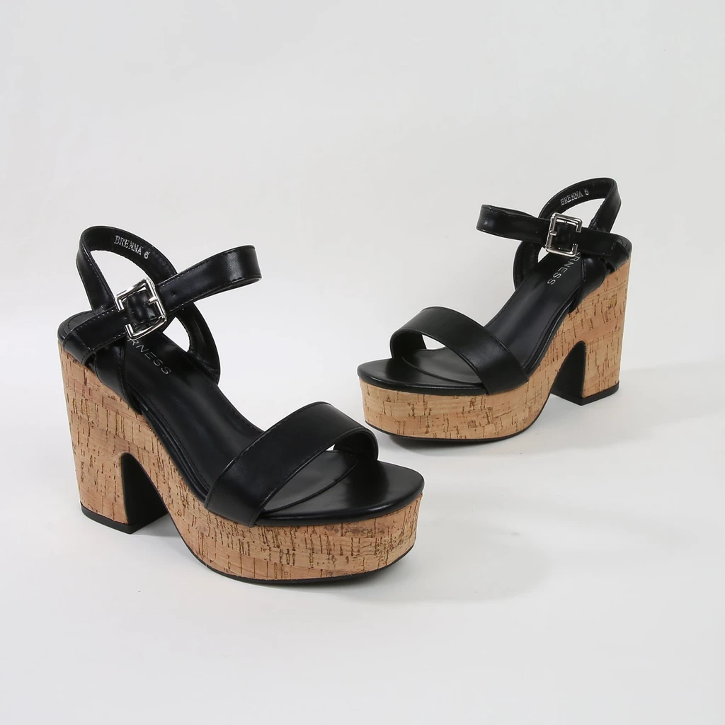Berness Brenna Leather Cork Platform Heels