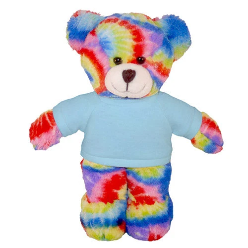 Plushland Soft Plush Tie Dye Teddy Bear with Tee