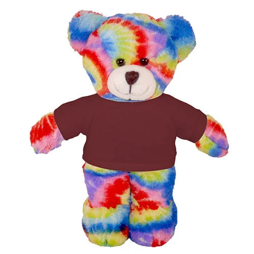 Plushland Soft Plush Tie Dye Teddy Bear with Tee
