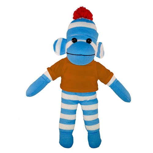 Plushland Soft Plush Blue Sock Monkey with Tee