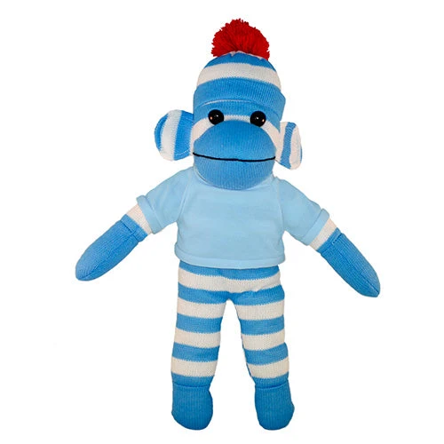 Plushland Soft Plush Blue Sock Monkey with Tee