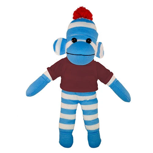 Plushland Soft Plush Blue Sock Monkey with Tee