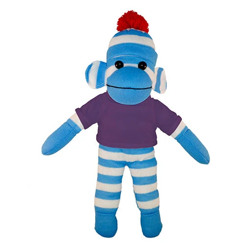 Plushland Soft Plush Blue Sock Monkey with Tee