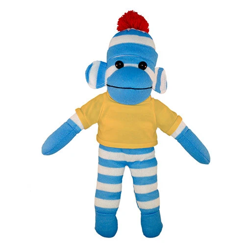 Plushland Soft Plush Blue Sock Monkey with Tee
