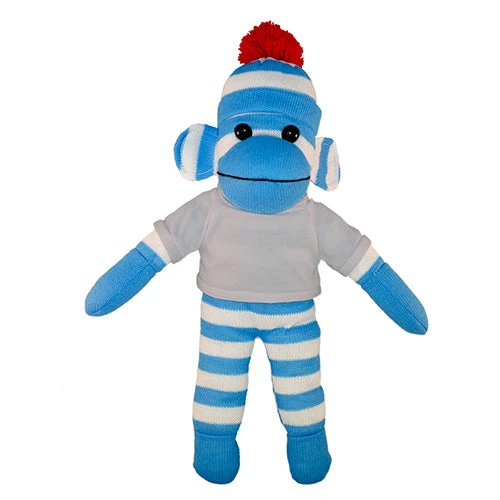 Plushland Soft Plush Blue Sock Monkey with Tee