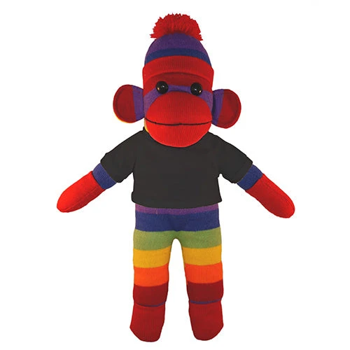 Plushland Soft Plush Rainbow Sock Monkey with Tee
