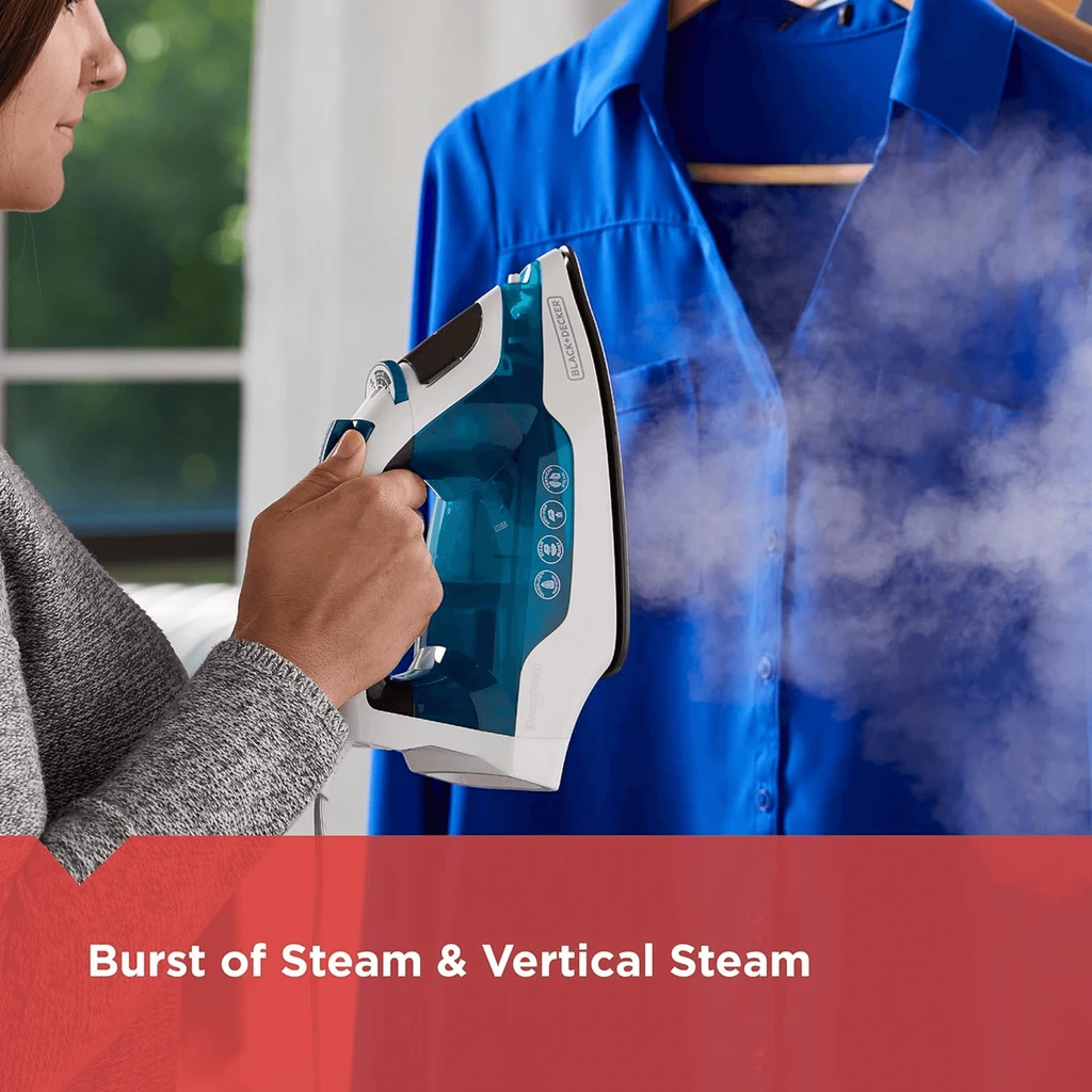 Black & Decker Easy Steam Compact Iron with EvenSteam TrueGlide Non-Stick Soleplate