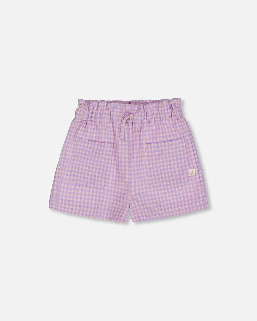 Deux par Deux Printed Gingham Short