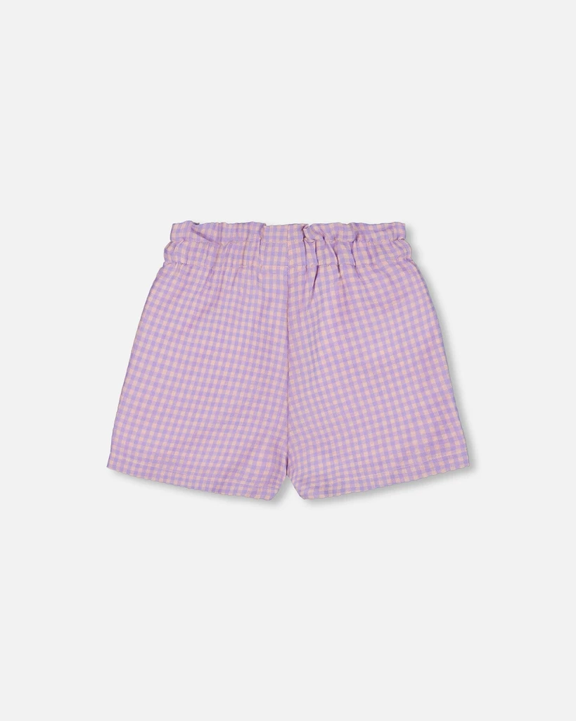 Deux par Deux Printed Gingham Short