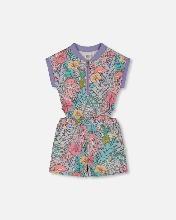 Deux par Deux Printed French Terry Romper