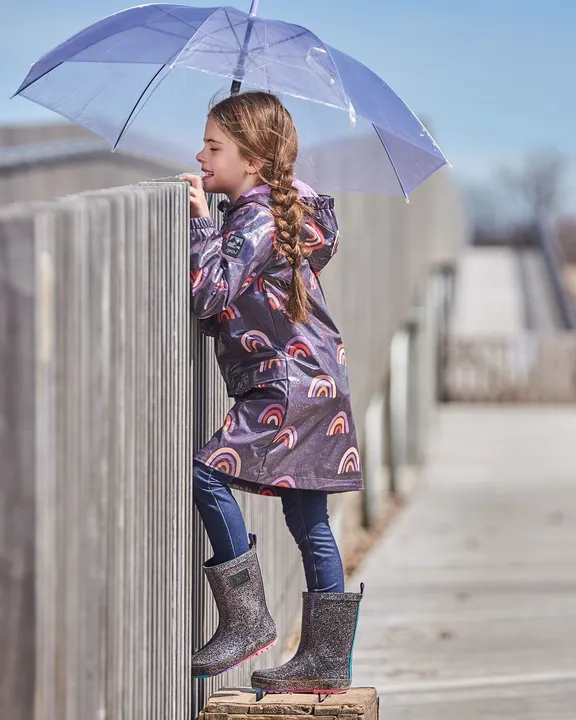 Deux par Deux Printed Rain Coat With Hat