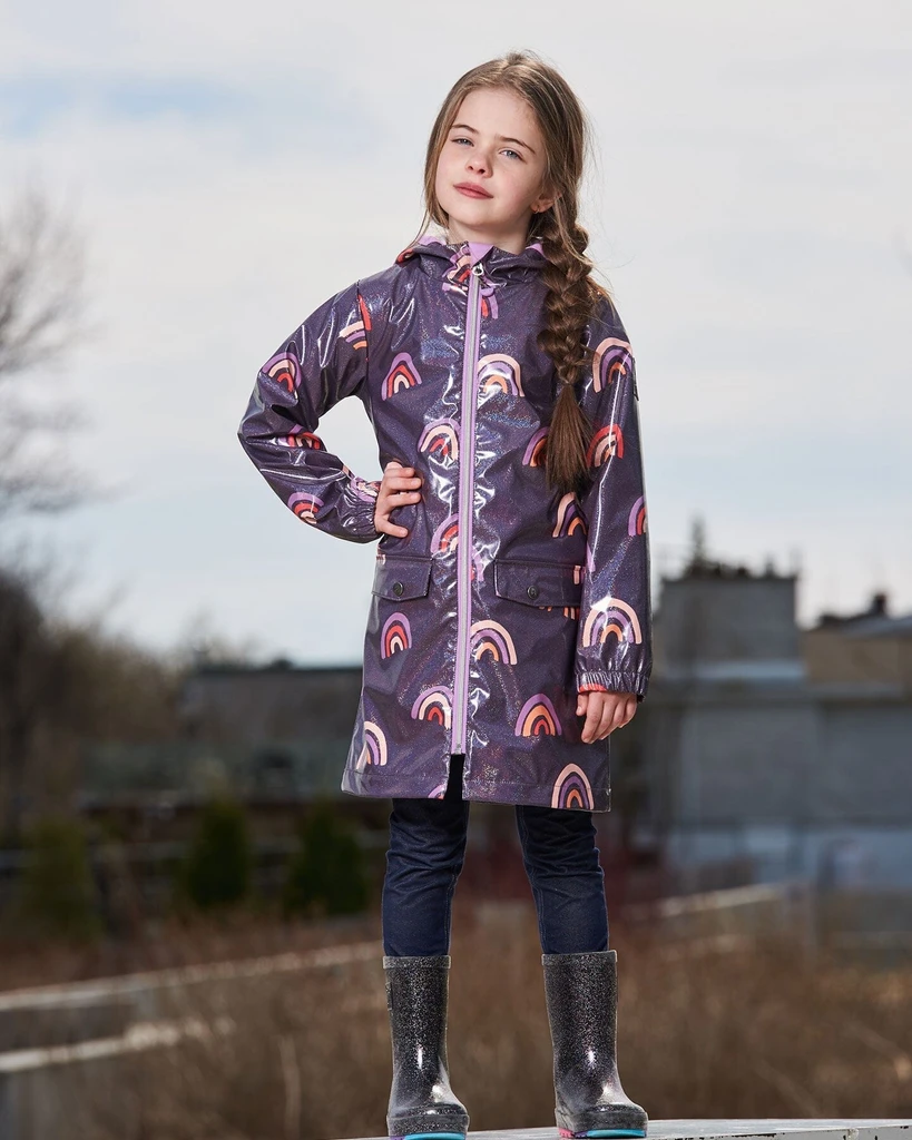 Deux par Deux Printed Rain Coat With Hat