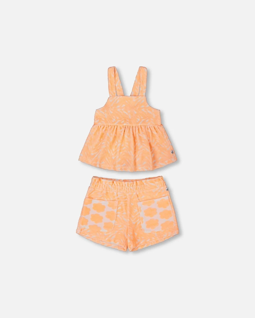 Deux par Deux Printed Terry Tank Top and Shorts Set